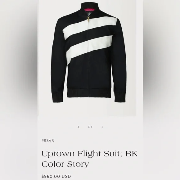 PRSVR Uptown Flight Suit Bomber Jacket w/ Cross Body Leather Stripes - Picture 3 of 9